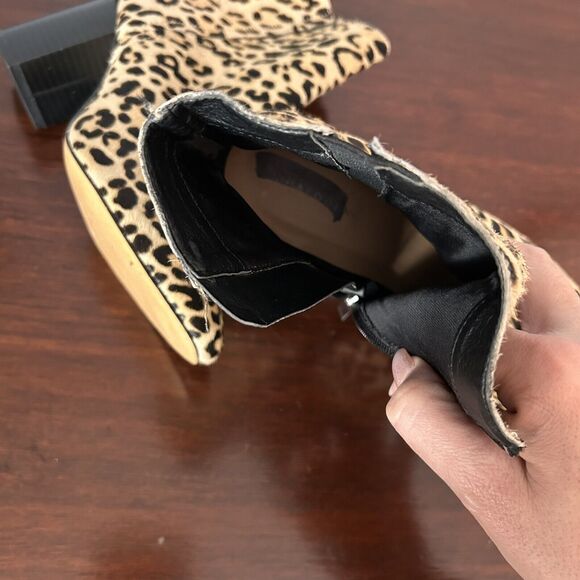 Nordstrom Halogen Leopard Haircalf Abbi Block Heel Booties 6M - Picture 6 of 6